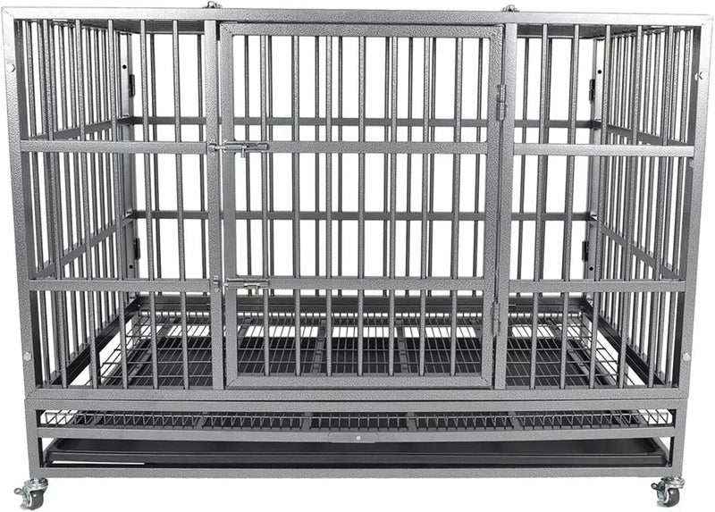 confote Indestructible Dog Crate Cage Kennel, 47 inches, High Anxiety Dog Crate with Removable Trays, Wheels and Double Door, for Medium and Large Dogs - Image 5